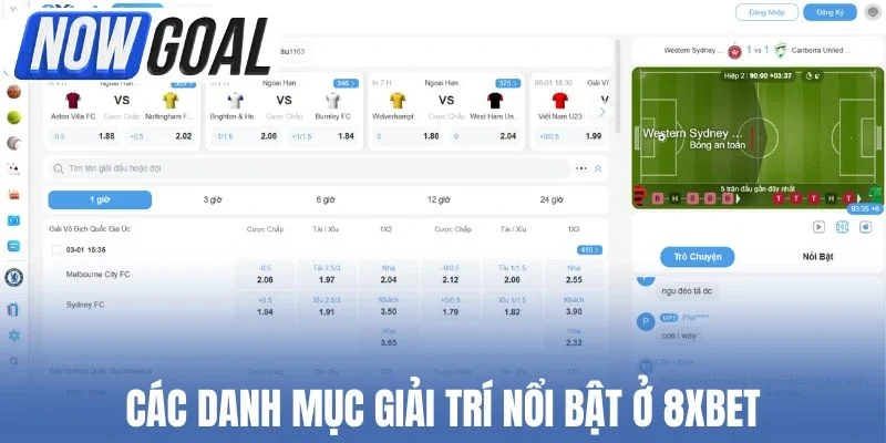 Các danh mục giải trí nổi bật ở 8xbet