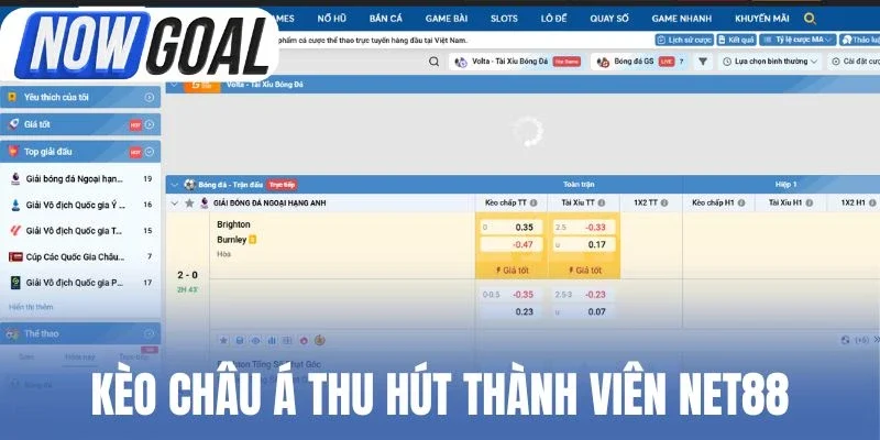 Kèo châu Á thu hút thành viên Net88