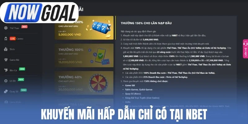 Khuyến mãi hấp dẫn chỉ có tại Nbet