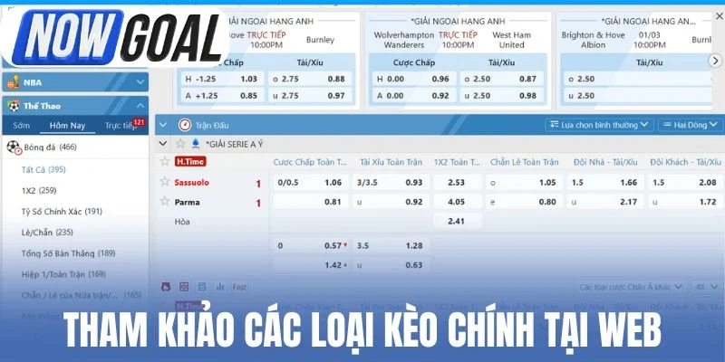 Tham khảo các loại kèo chính tại web