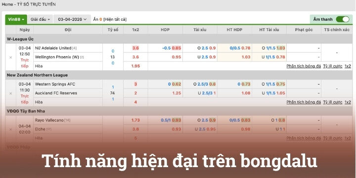 Các tính năng hấp dẫn cực hay tại trang bongdalu
